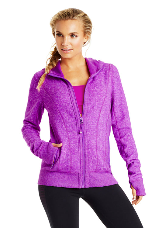 Lorna Jane Nina Hooded Zip Through - Very Fuchsia Marl