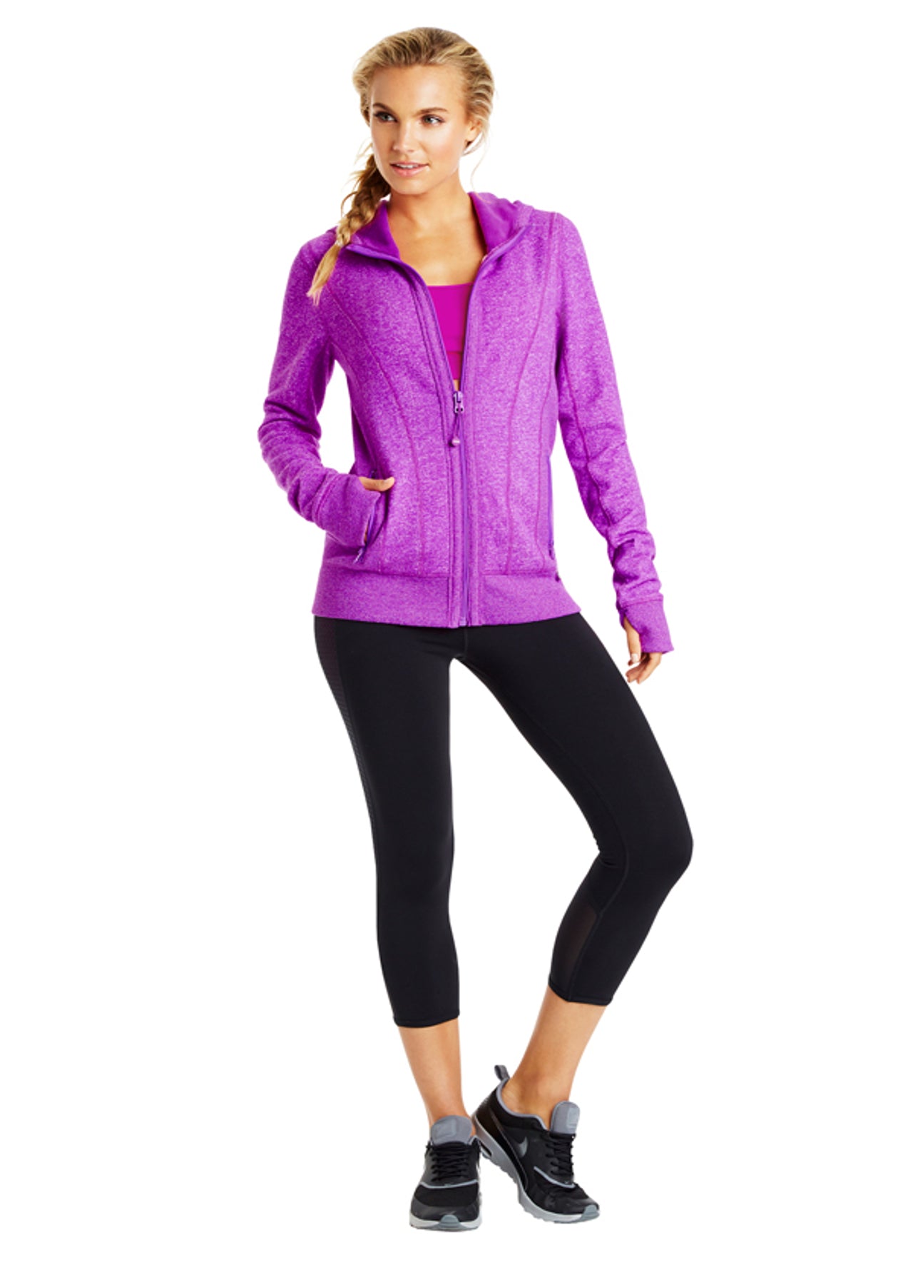 Lorna Jane Nina Hooded Zip Through - Very Fuchsia Marl
