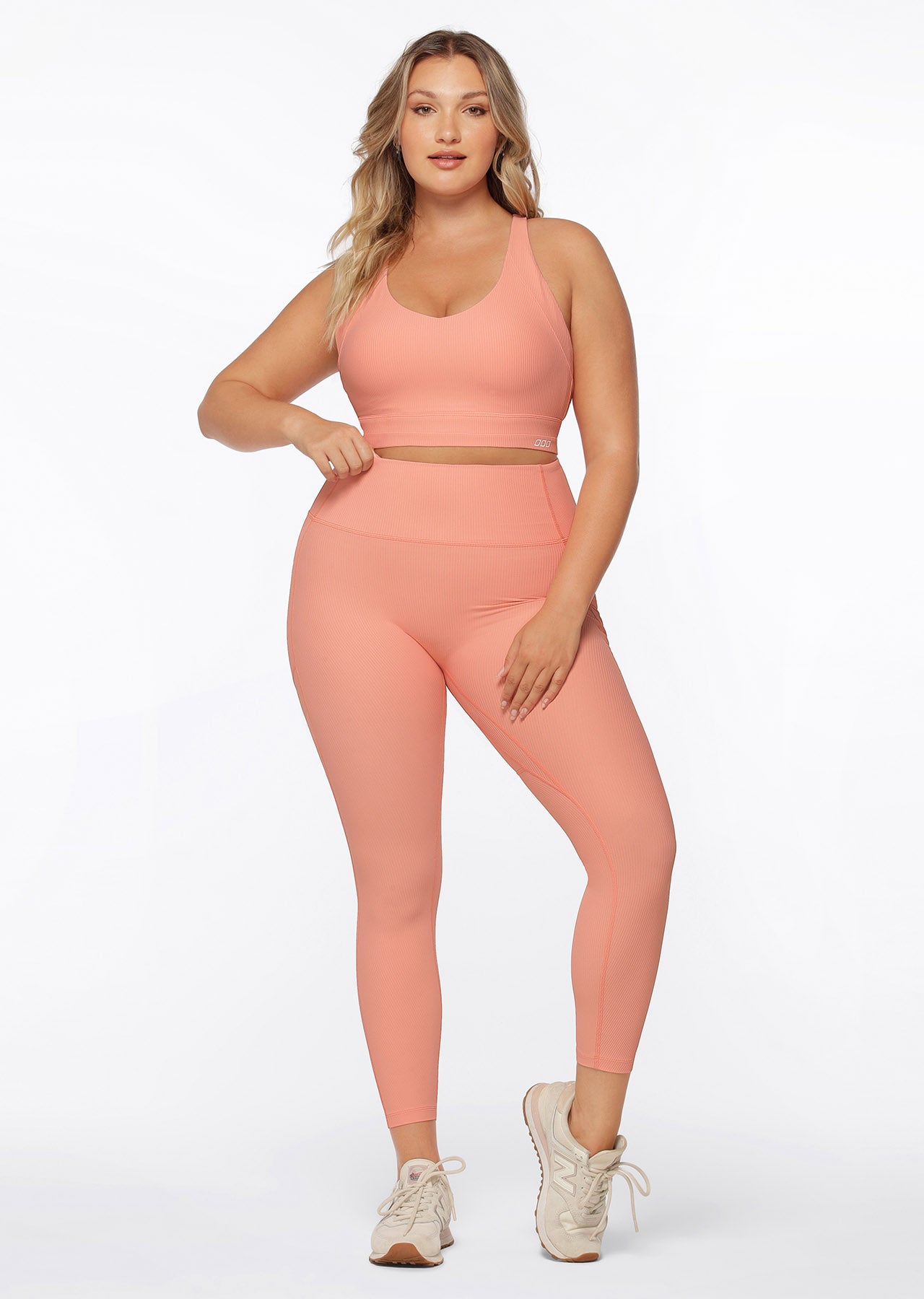 Lorna Jane No Ride Booty Ankle Biter Rib Leggings - Pale Quartz Pink
