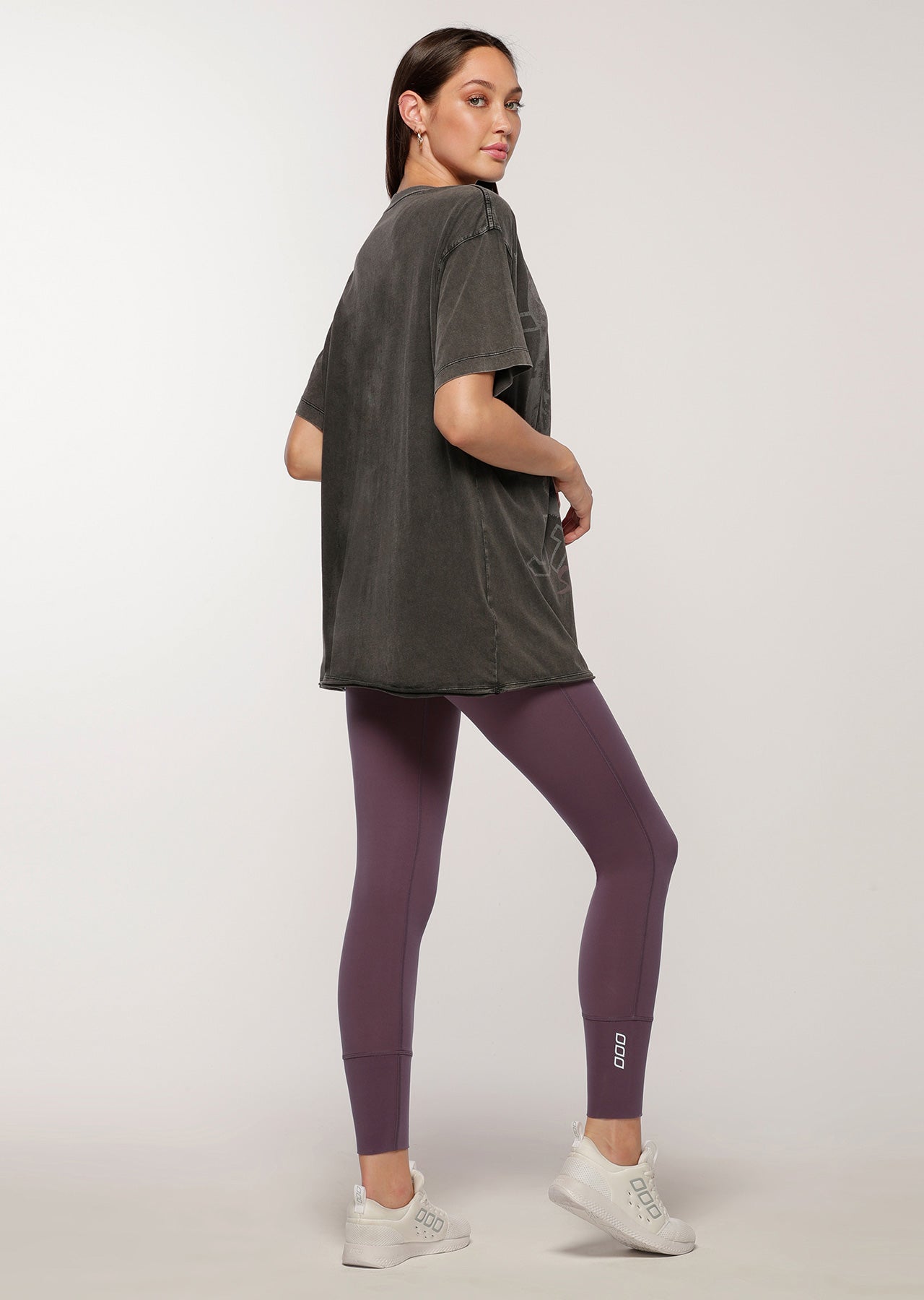 Lorna Jane Old School Boyfriend Tee - Washed Black