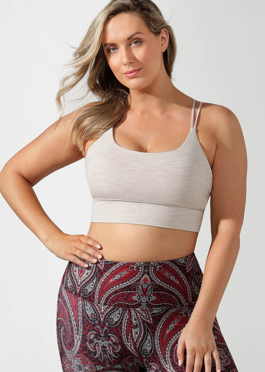 Lorna Jane On Repeat Sports Bra - Off White Marl
