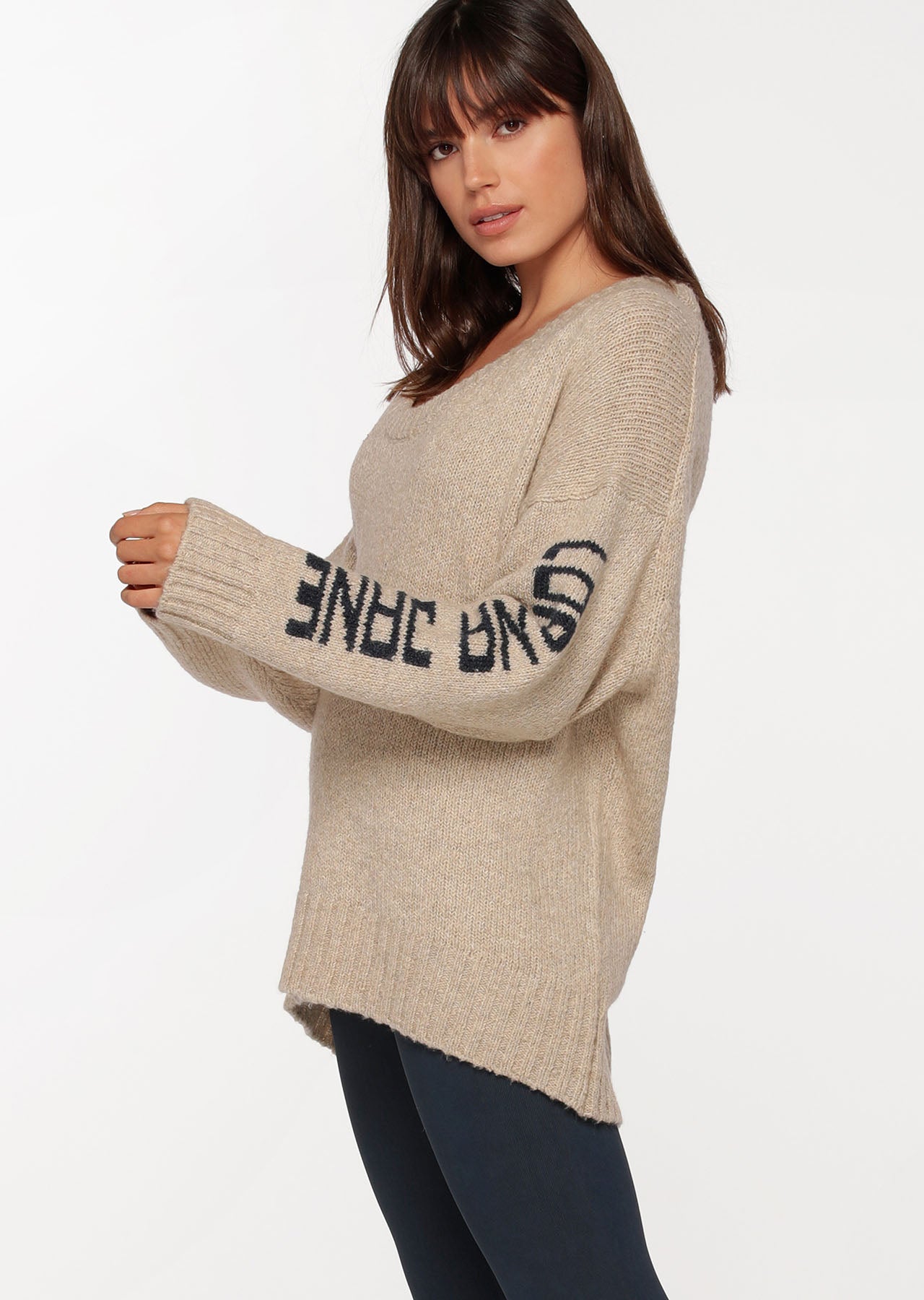 Lorna Jane Oversized Lifestyle Jumper - Oatmeal