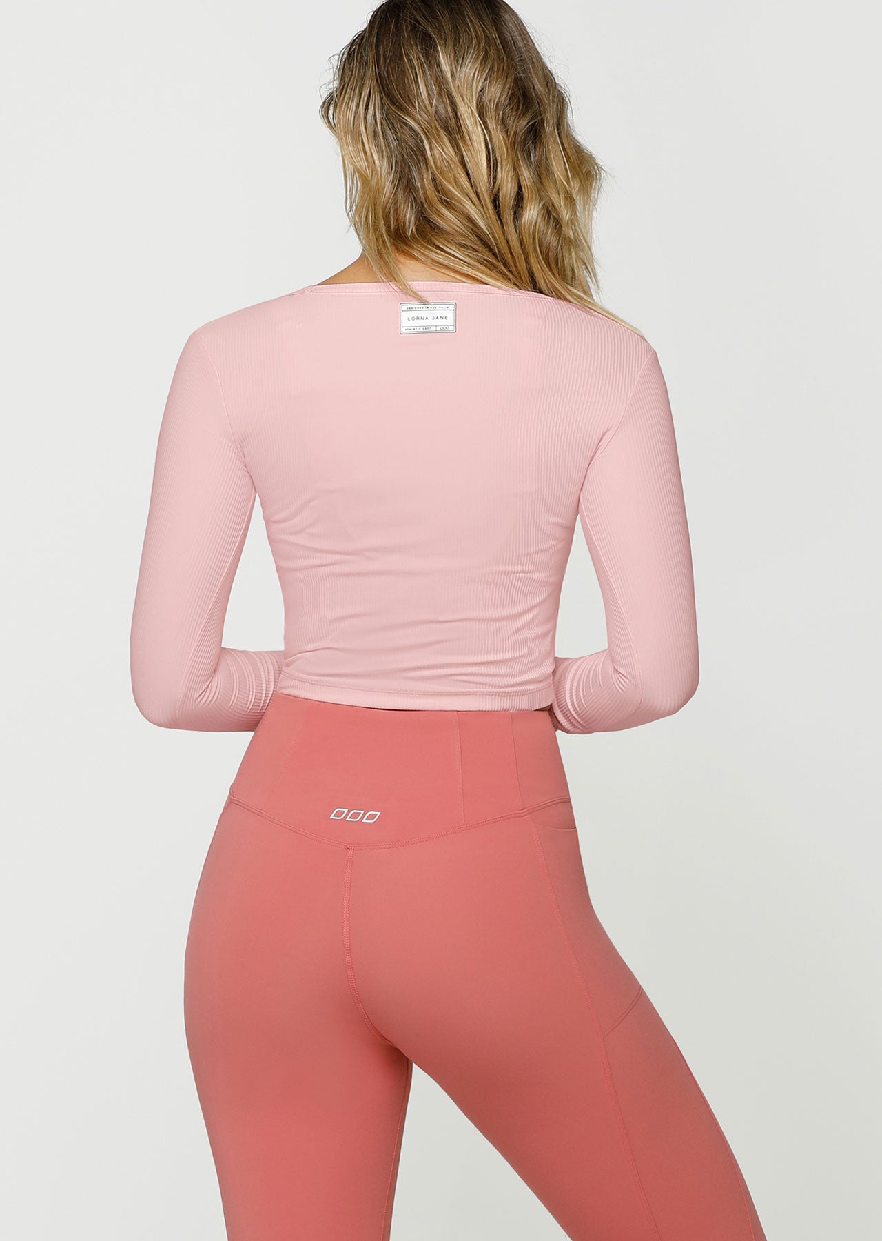 Lorna Jane Pace It Rib Long Sleeve Top - Pale Peony