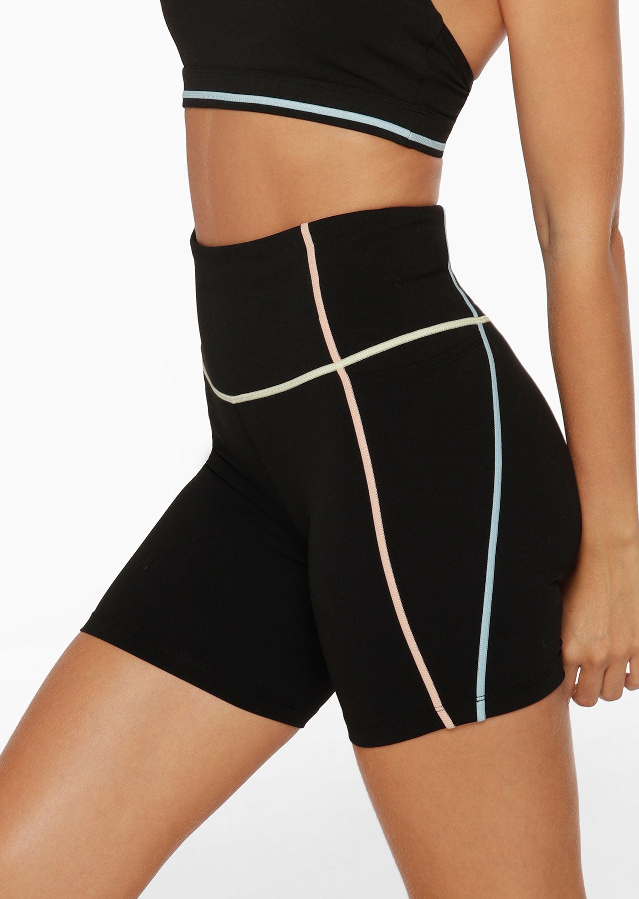 Lorna Jane Pastel Glow Recycled No Chafe Bike Shorts - Black