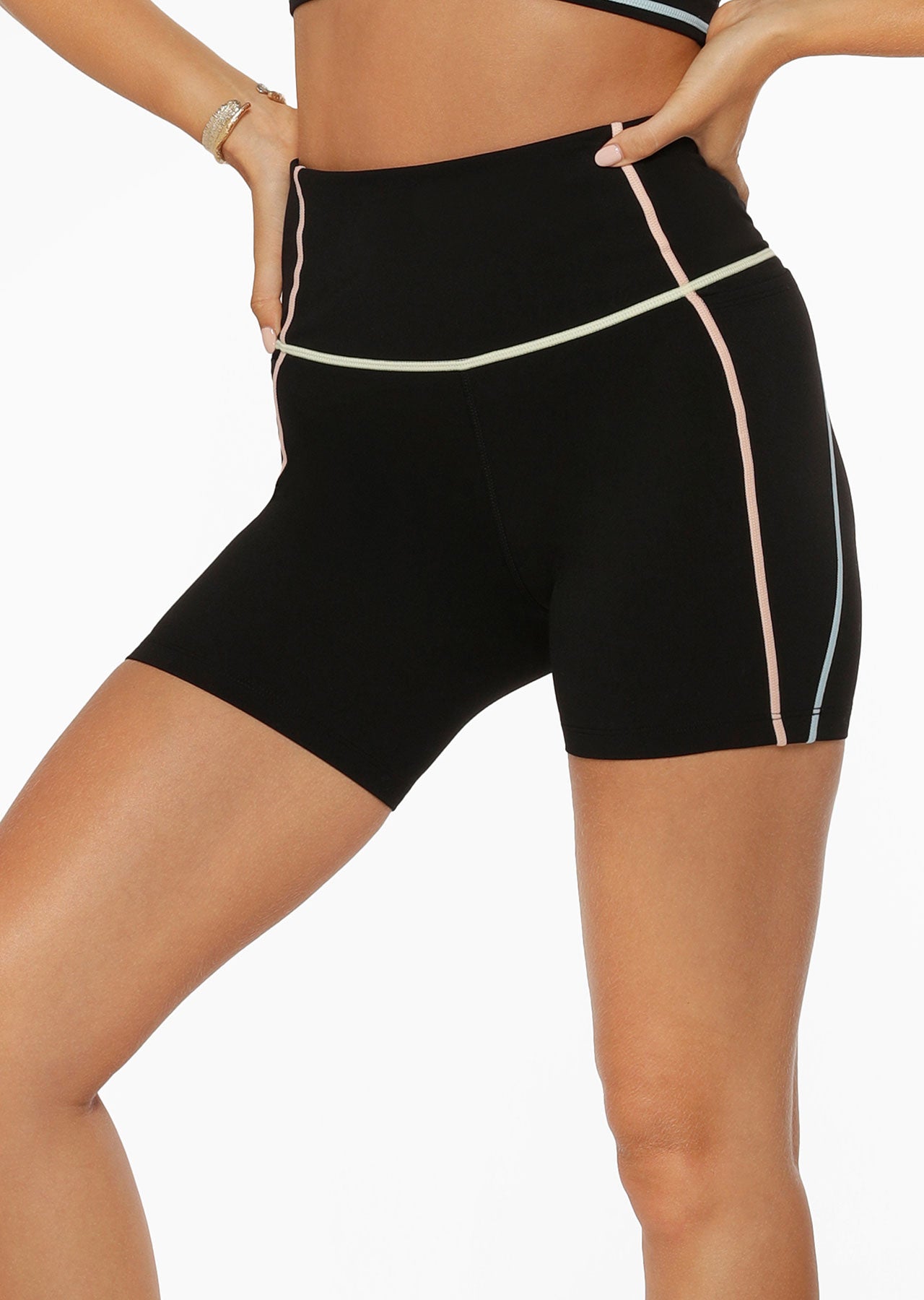 Lorna Jane Pastel Glow Recycled No Chafe Bike Shorts - Black