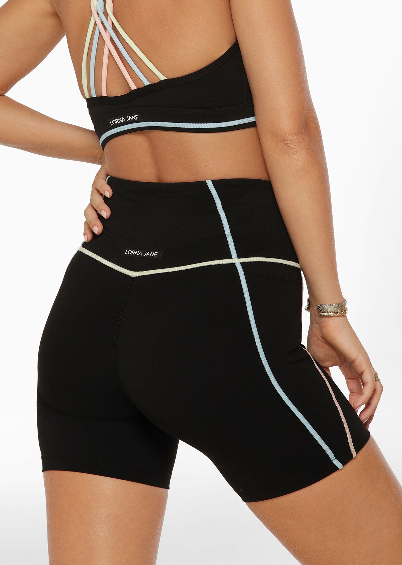 Lorna Jane Pastel Glow Recycled No Chafe Bike Shorts - Black