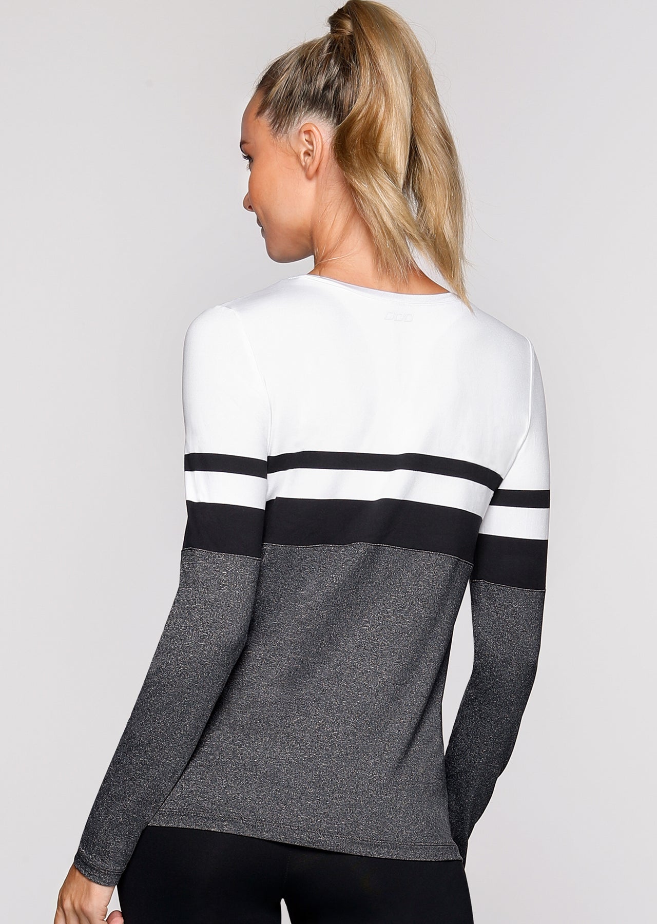 Lorna Jane Peace Of Mind L/Slv Active Top - Char Marl/White