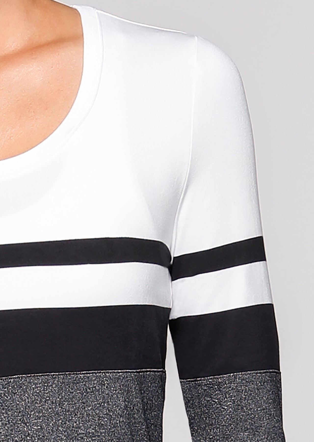 Lorna Jane Peace Of Mind L/Slv Active Top - Char Marl/White