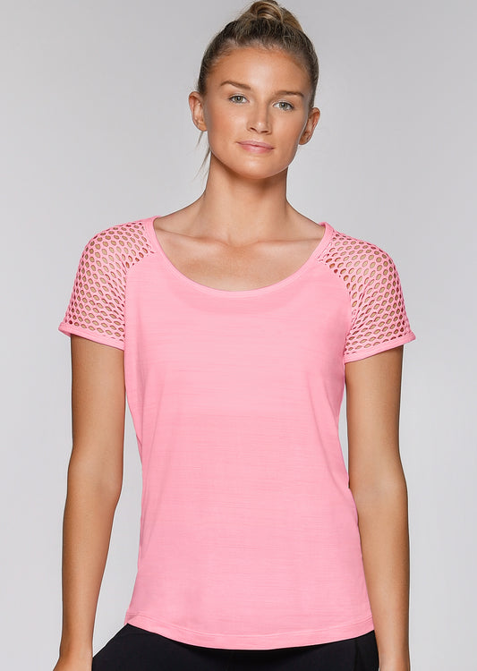 Lorna Jane Pick Up The Pace Active Tee - Pale Fairy Floss Marl