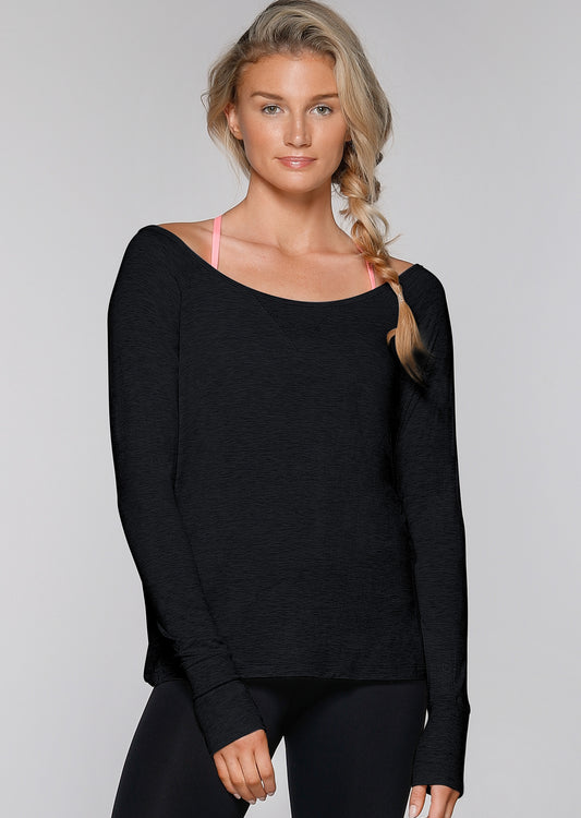 Lorna Jane Post Workout L/Slv Top - Black