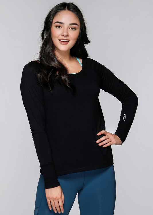 Lorna Jane Post Workout L/Slv Top - Black