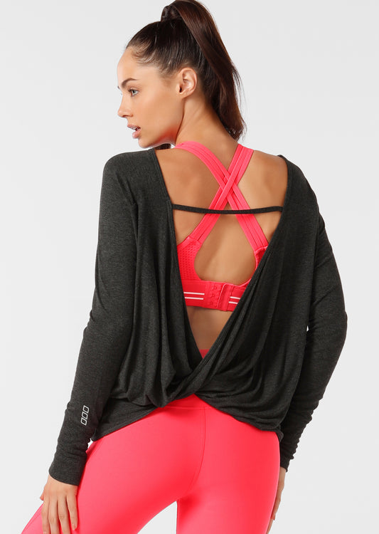 Lorna Jane Post Workout L/Slv Top - Char Marl