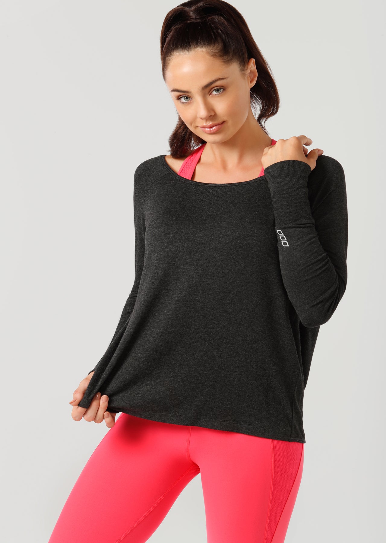 Lorna Jane Post Workout L/Slv Top - Char Marl