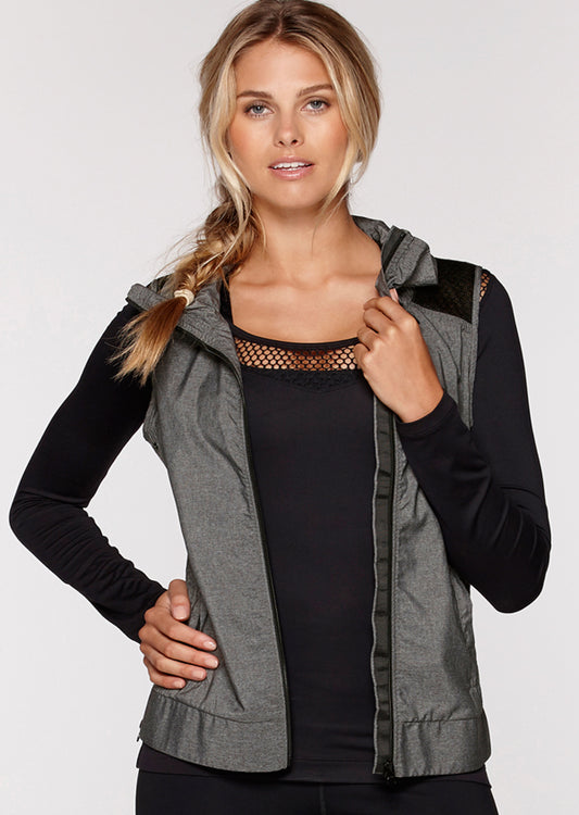 Lorna Jane Power Active S/Less Jacket - Black Marl