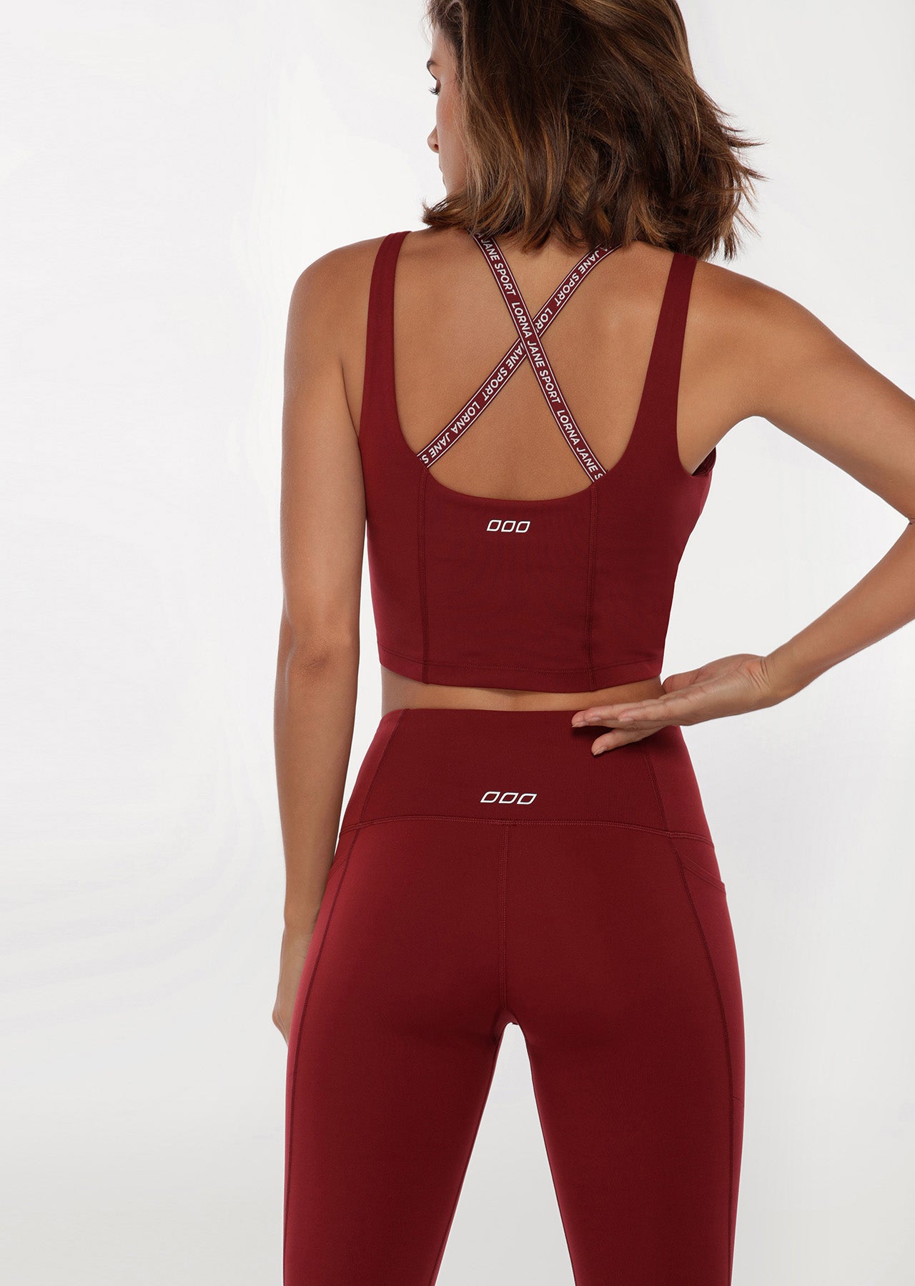 Lorna Jane Power Cropped Tank Bra Combo - Sepia
