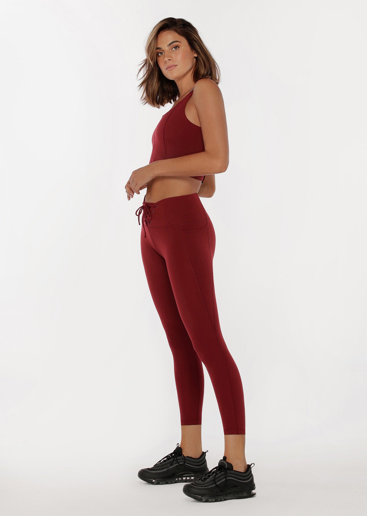 Lorna Jane Power Cropped Tank Bra Combo - Sepia