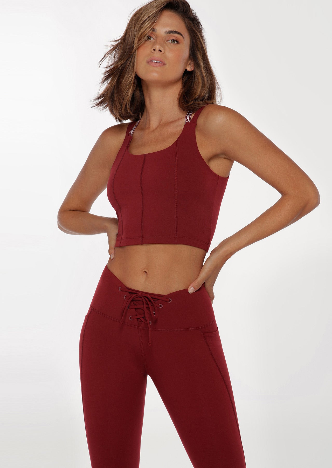 Lorna Jane Power Cropped Tank Bra Combo - Sepia
