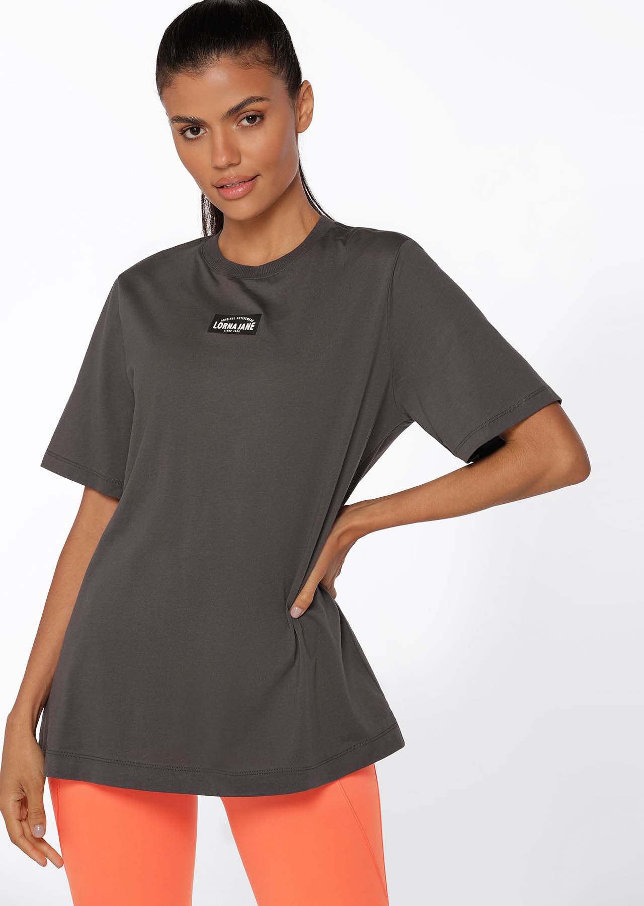 Lorna Jane Power Fit Transdry Relaxed Tee - Titanium
