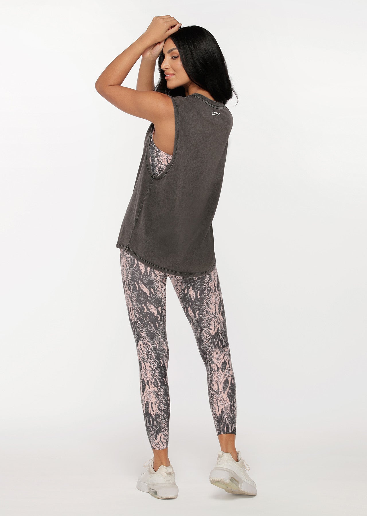 Lorna Jane Power Up Oversized Boyfriend Tank - Washed Black