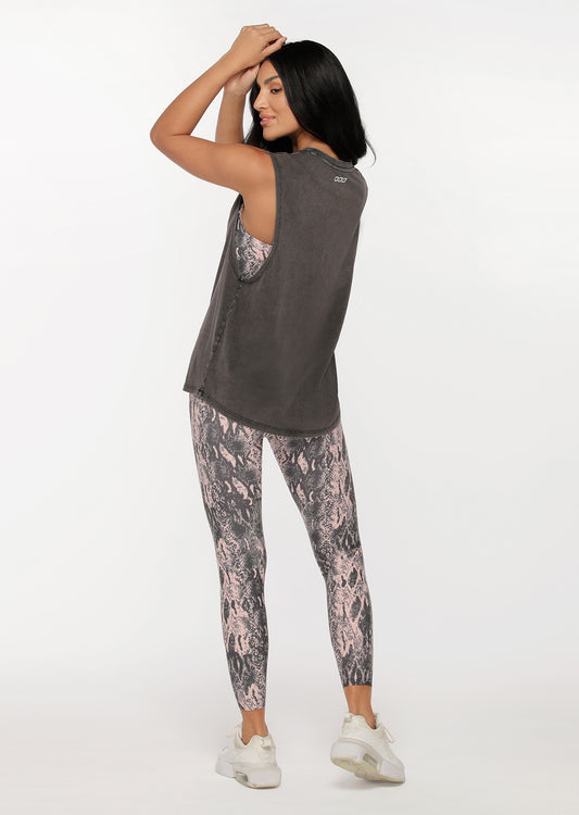 Lorna Jane Power Up Oversized Boyfriend Tank - Washed Black