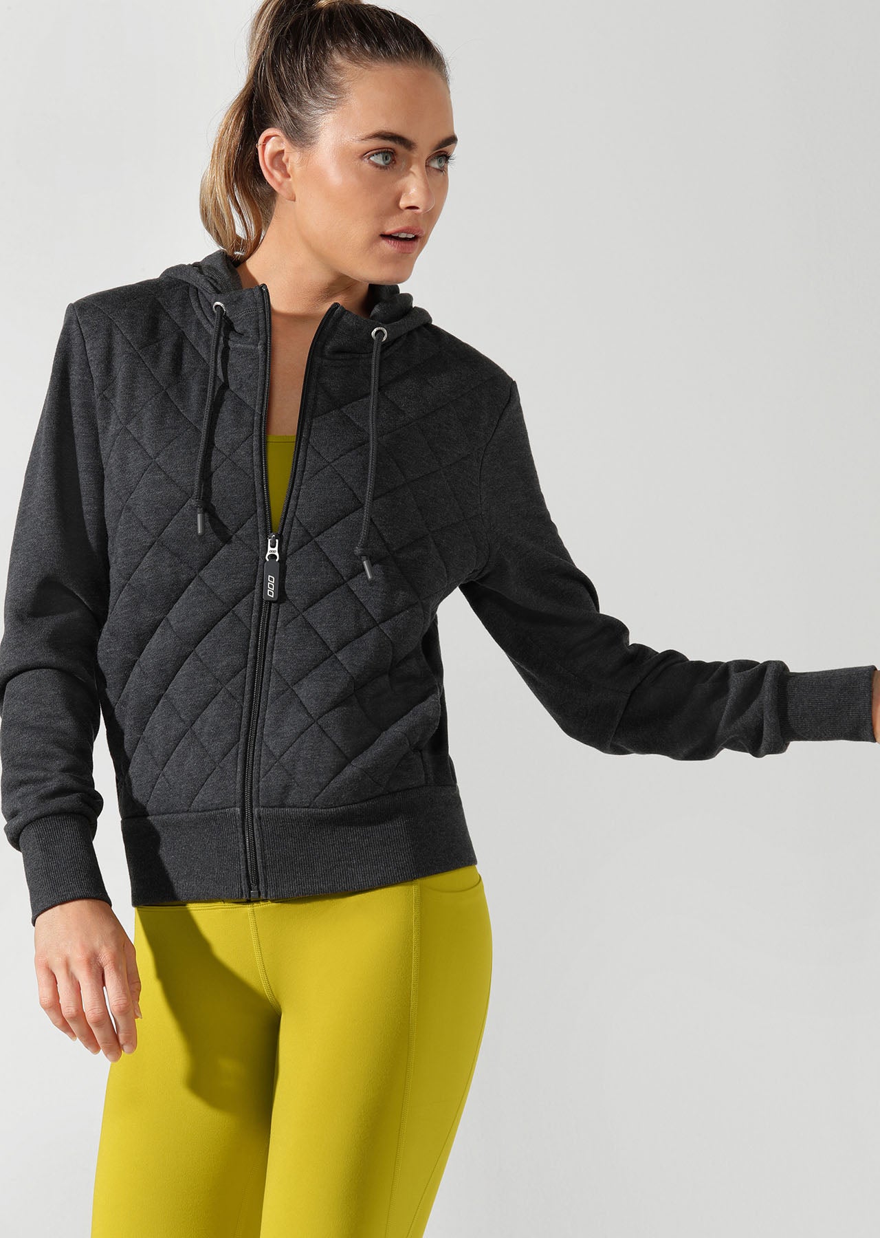 Lorna Jane Quilted Street Hoodie - Char Marl