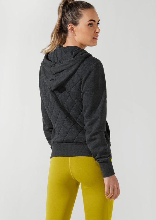 Lorna Jane Quilted Street Hoodie - Char Marl