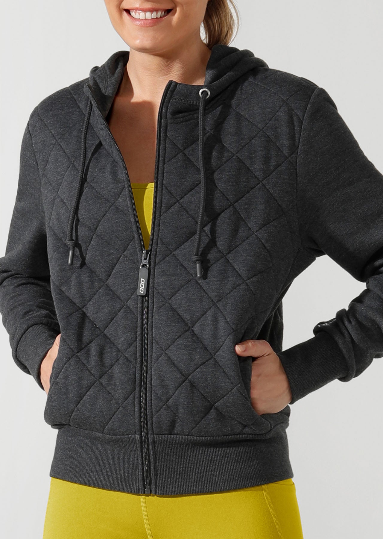 Lorna Jane Quilted Street Hoodie - Char Marl