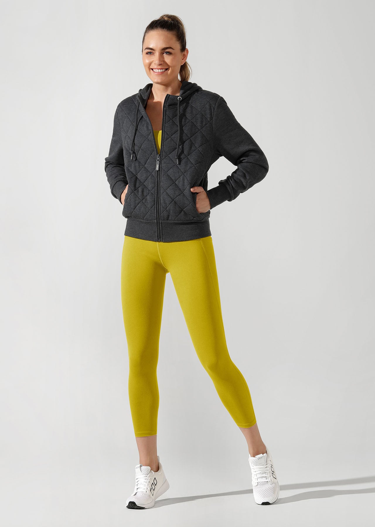 Lorna Jane Quilted Street Hoodie - Char Marl