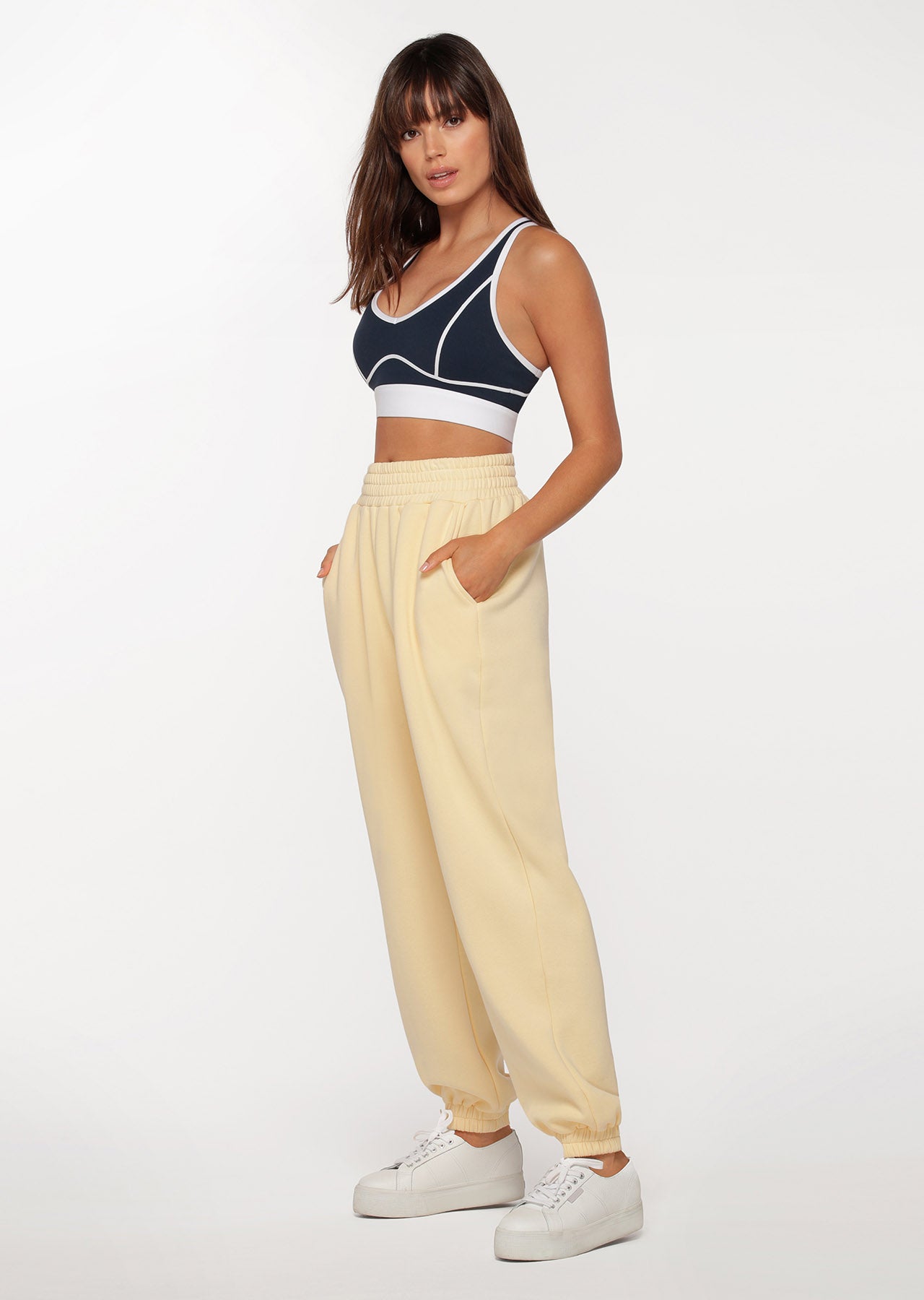 Lorna Jane R & R Varsity Track Pants - Buttermilk