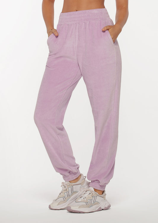 Lorna Jane R & R Velour Track Pants - Pale Violet