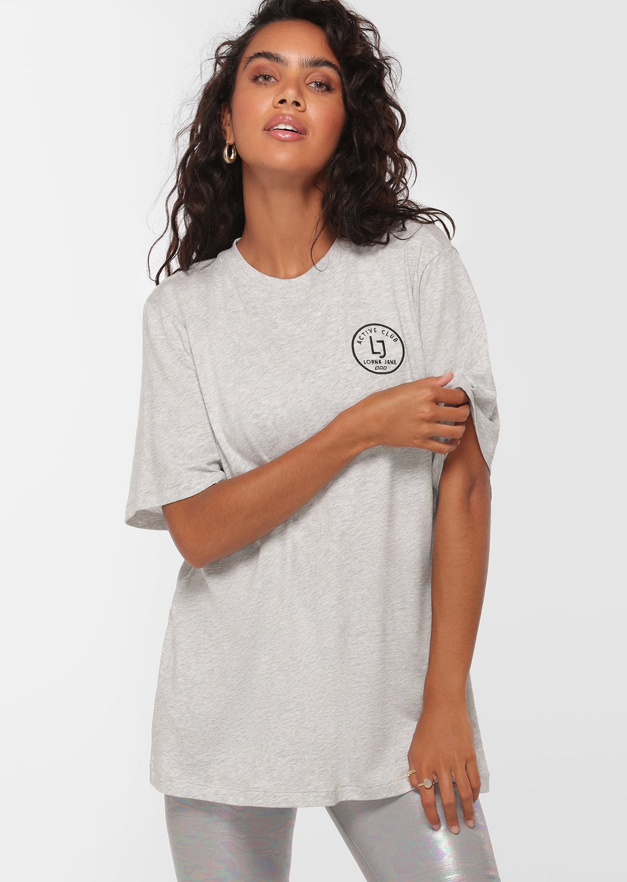 Lorna Jane Raceway Tee - Light Grey Marl