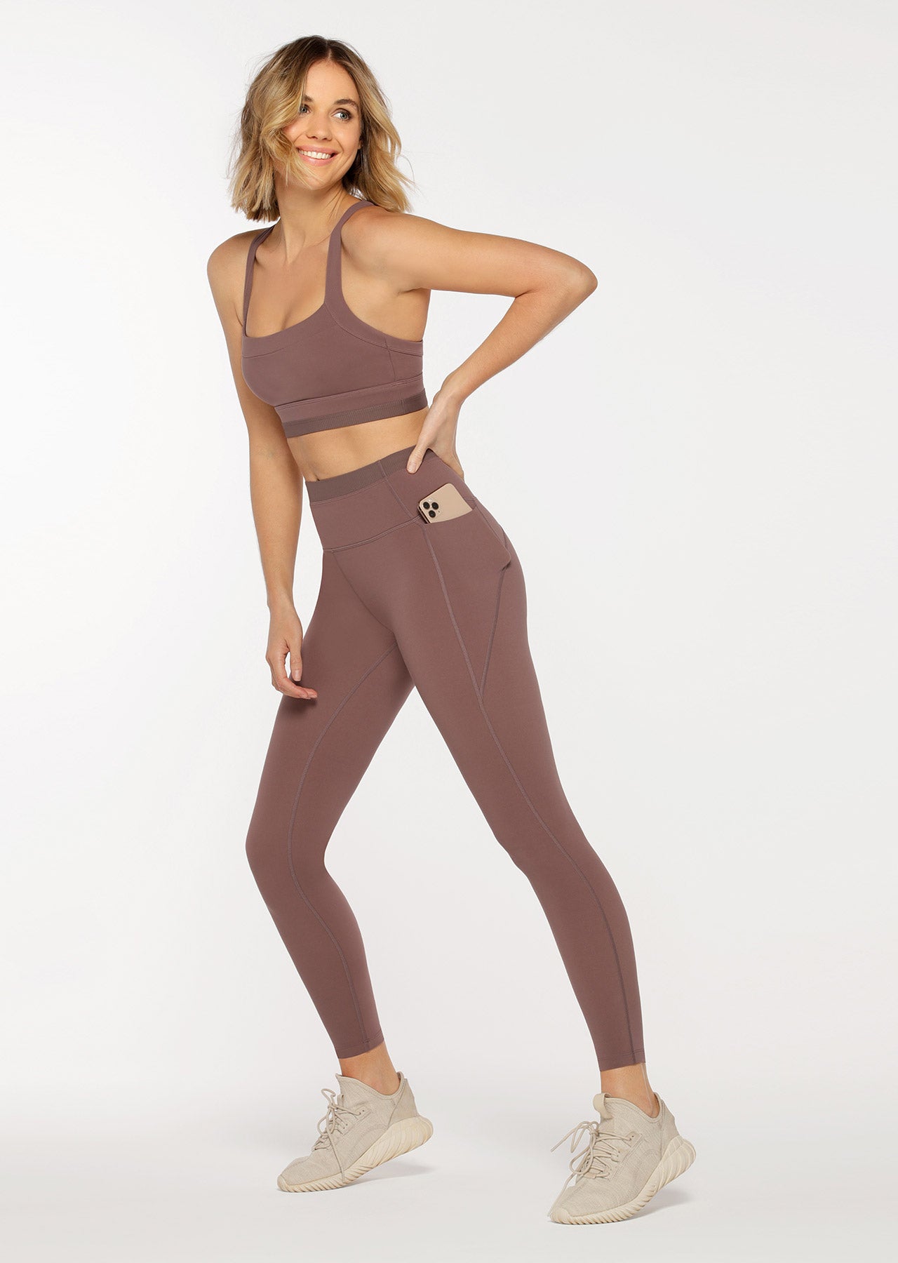 Lorna Jane Radiate Phone Pocket Full Length Leggings - Stone