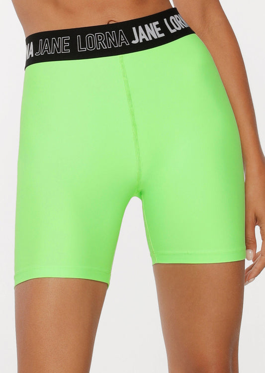 Lorna Jane Rally Bike Shorts - Dark Sunbleached Lime