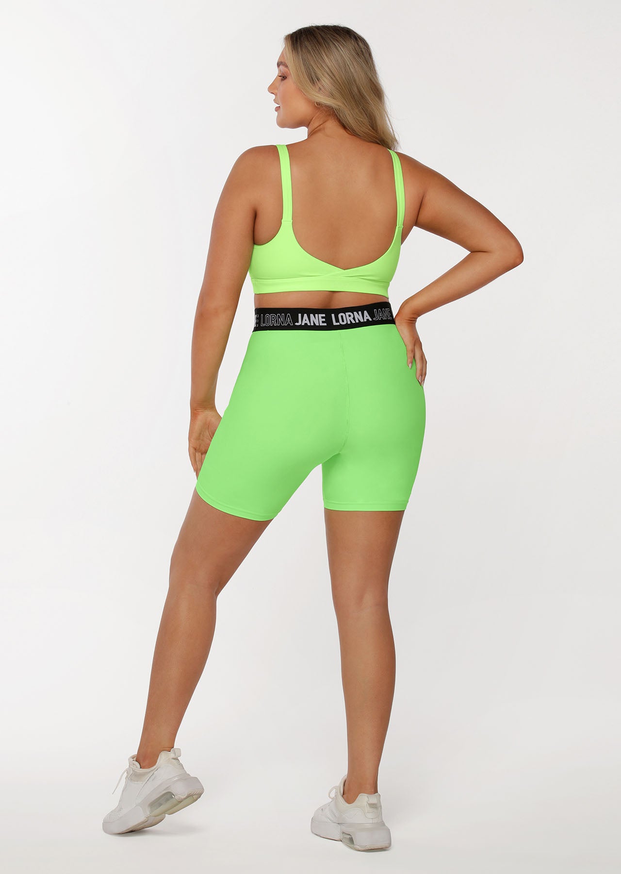 Lorna Jane Rally Bike Shorts - Dark Sunbleached Lime