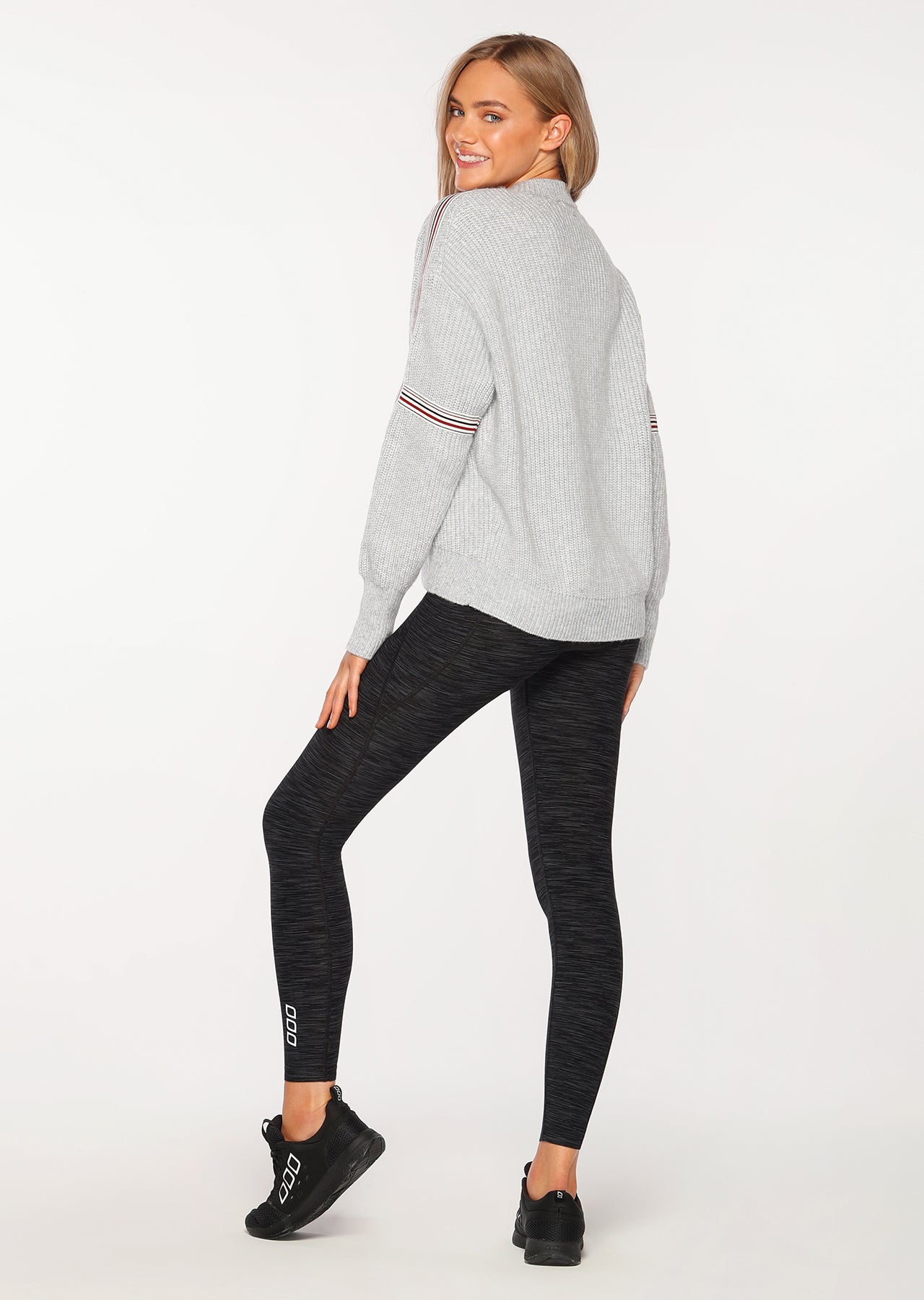 Lorna Jane Rapid Crop Knit - Pale Grey Marl