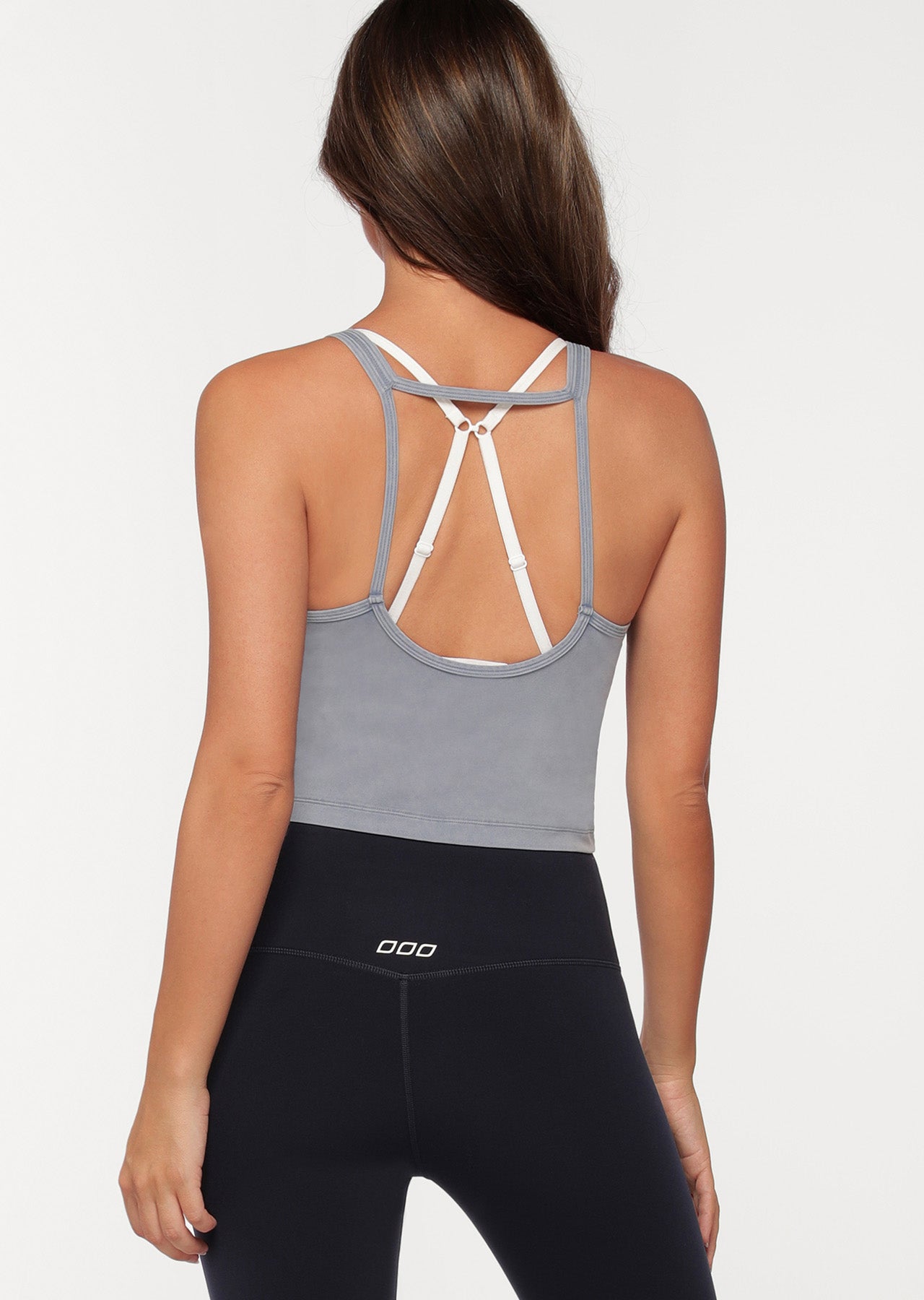 Lorna Jane Rebel Cropped Active Tank - Washed Powder Grey
