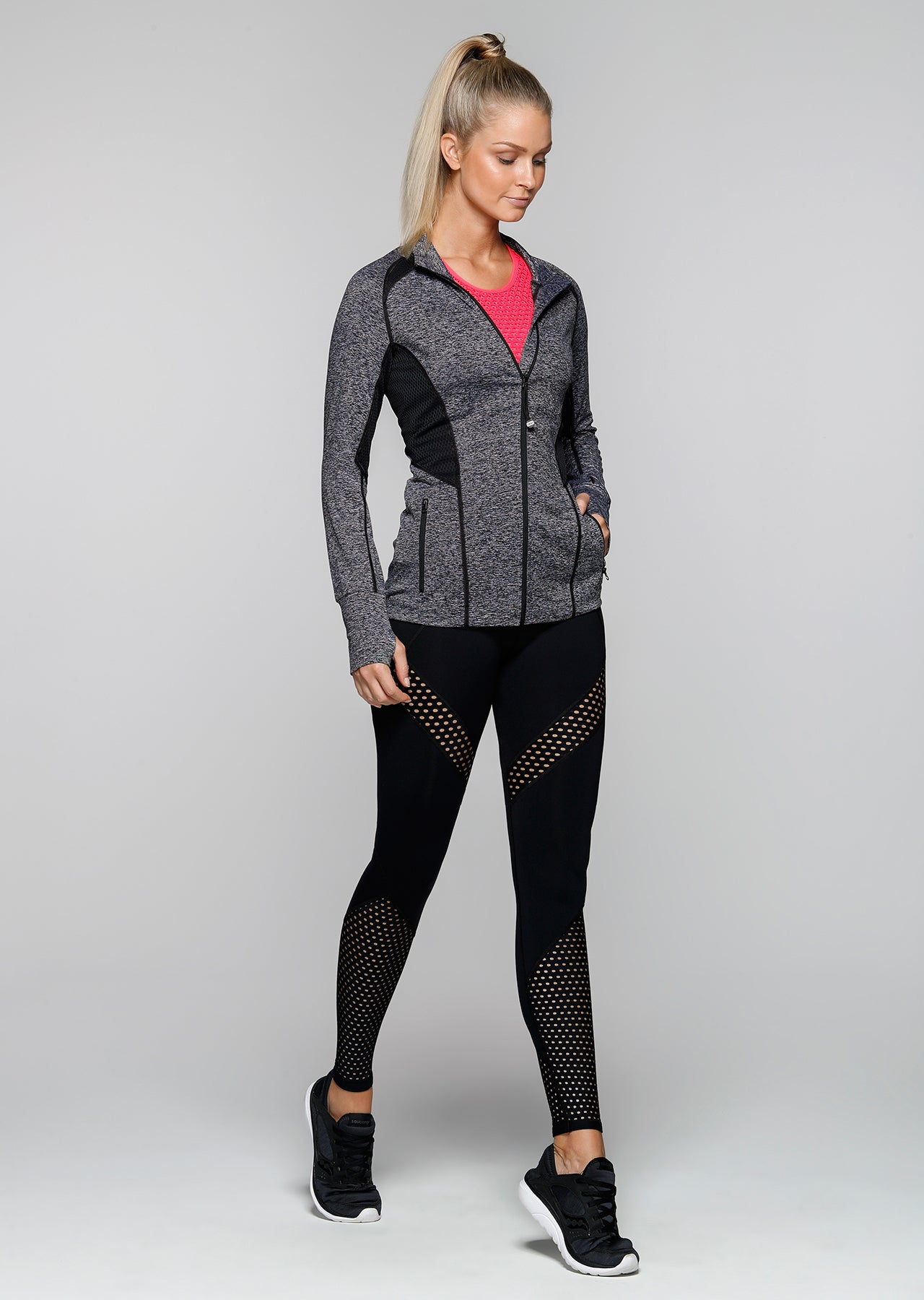 Lorna Jane Reign Active Zip Through - Black Marl