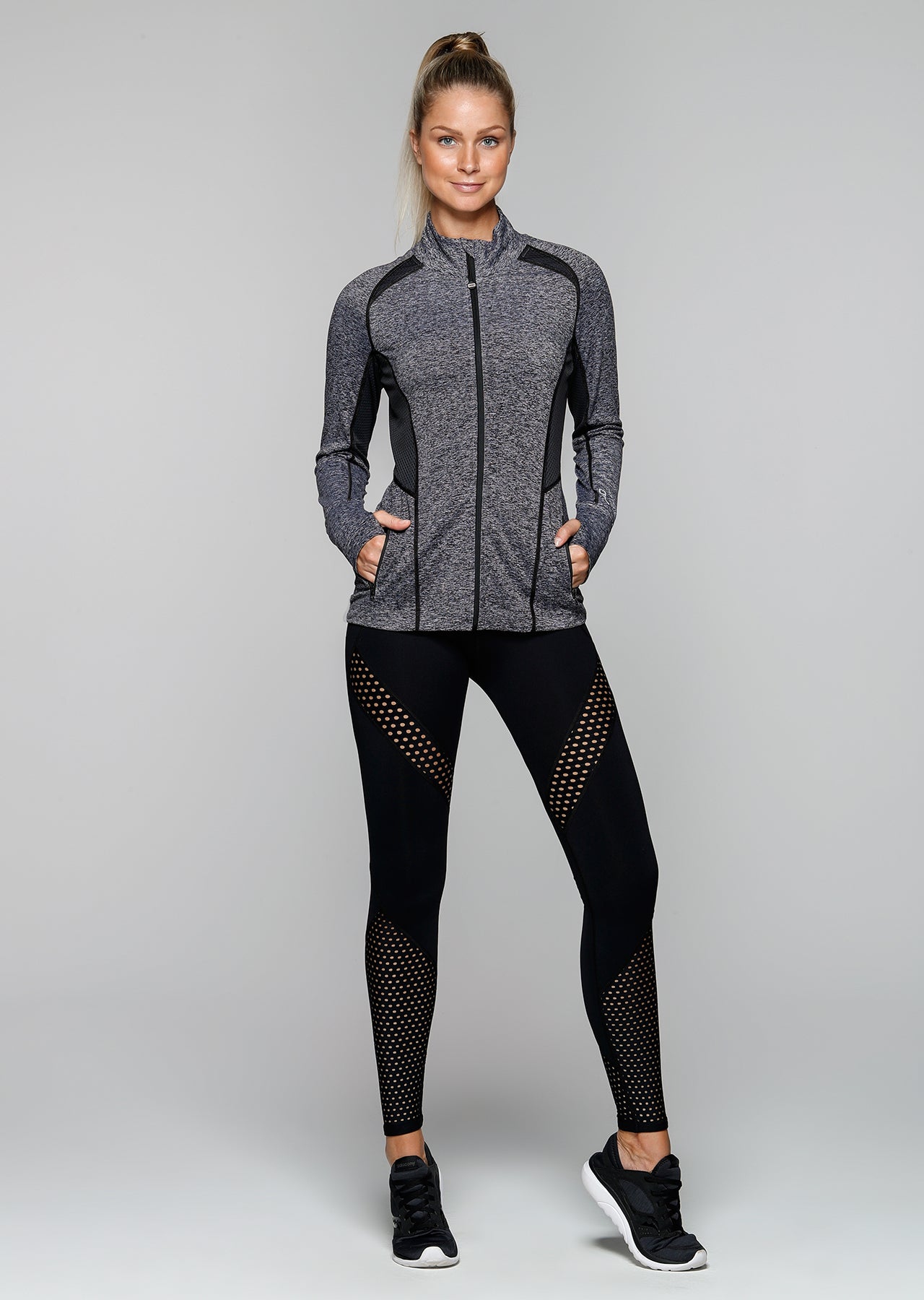 Lorna Jane Reign Active Zip Through - Black Marl