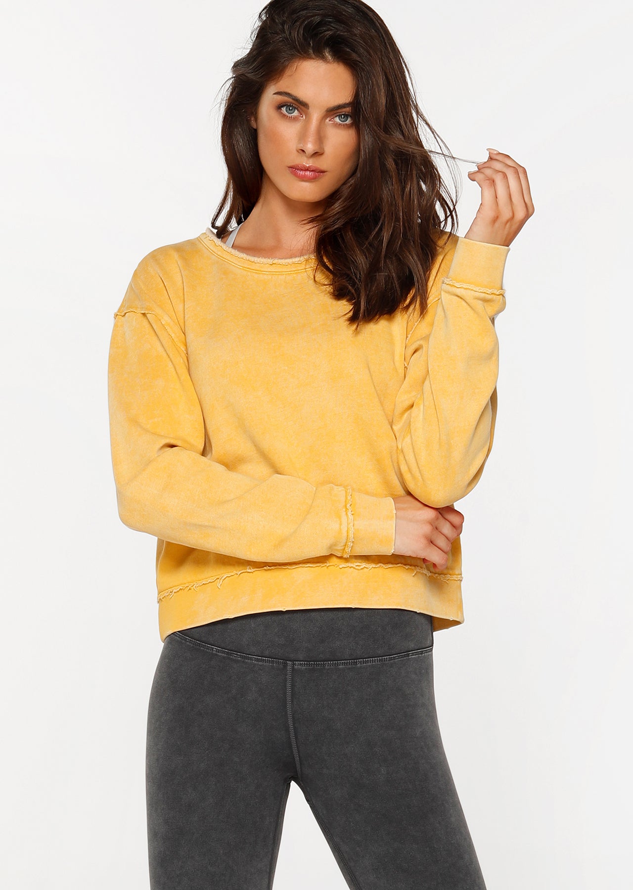 Lorna Jane Reset Cropped Sweat - Light Turmeric