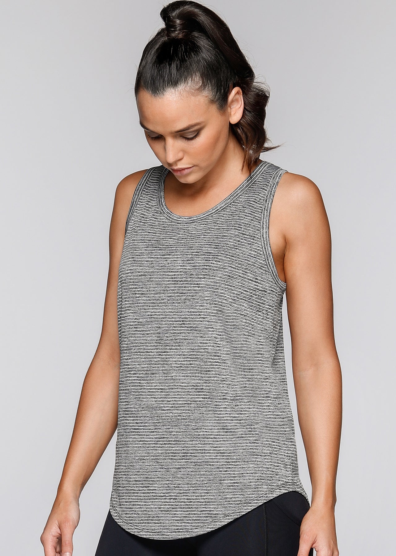 Lorna Jane Resistance Active Tank - White/Black Marl Stripe