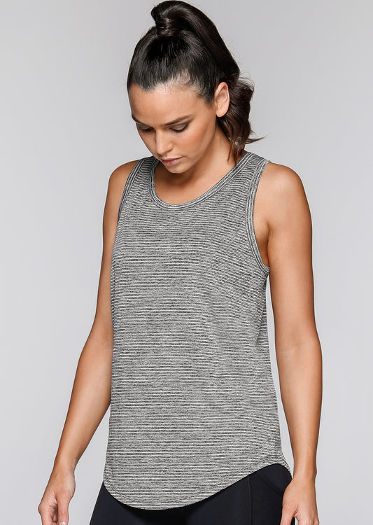 Lorna Jane Resistance Active Tank - White/Black Marl Stripe