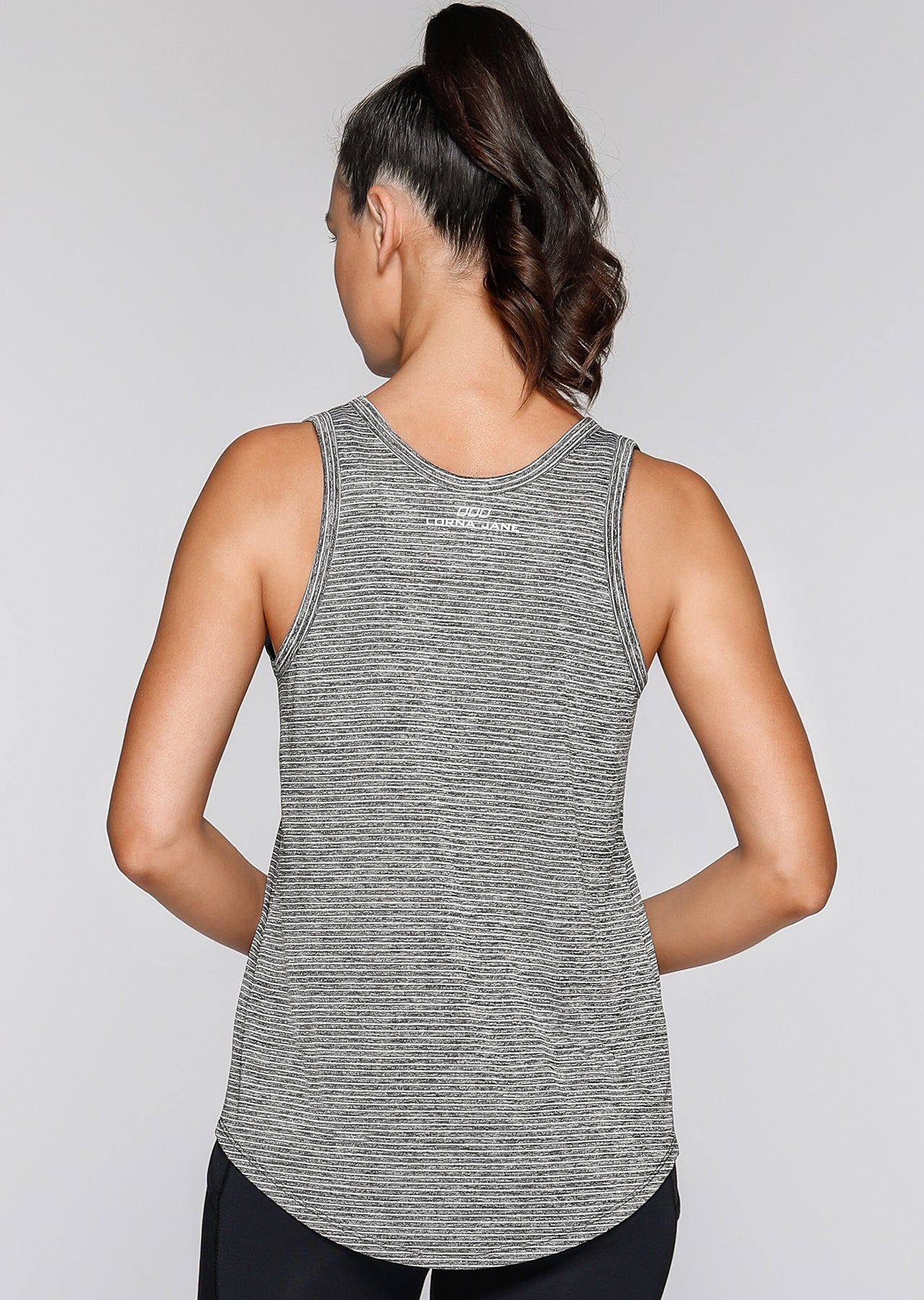 Lorna Jane Resistance Active Tank - White/Black Marl Stripe
