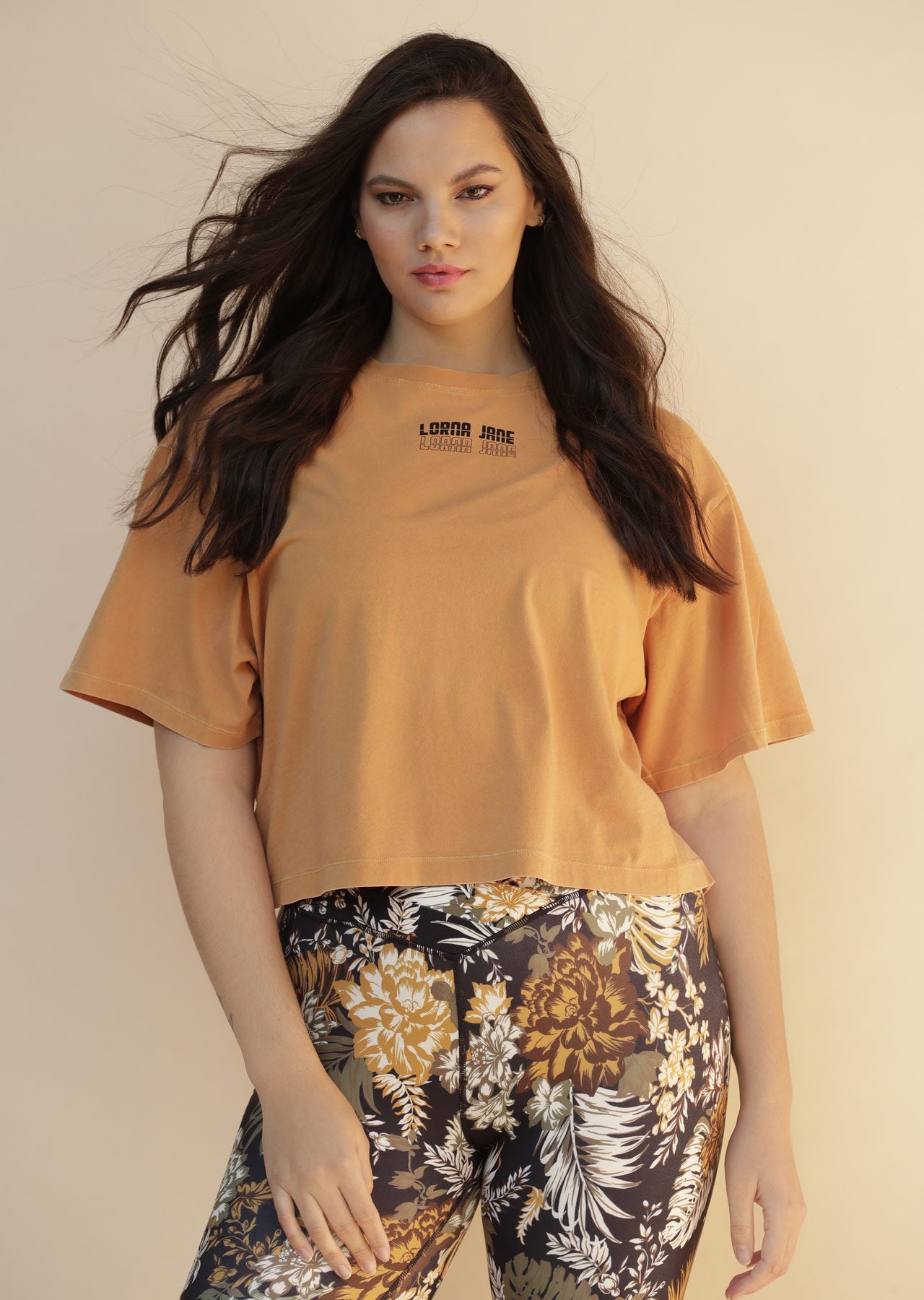 Lorna Jane Retro Classic Cropped Tee - Hot Mustard