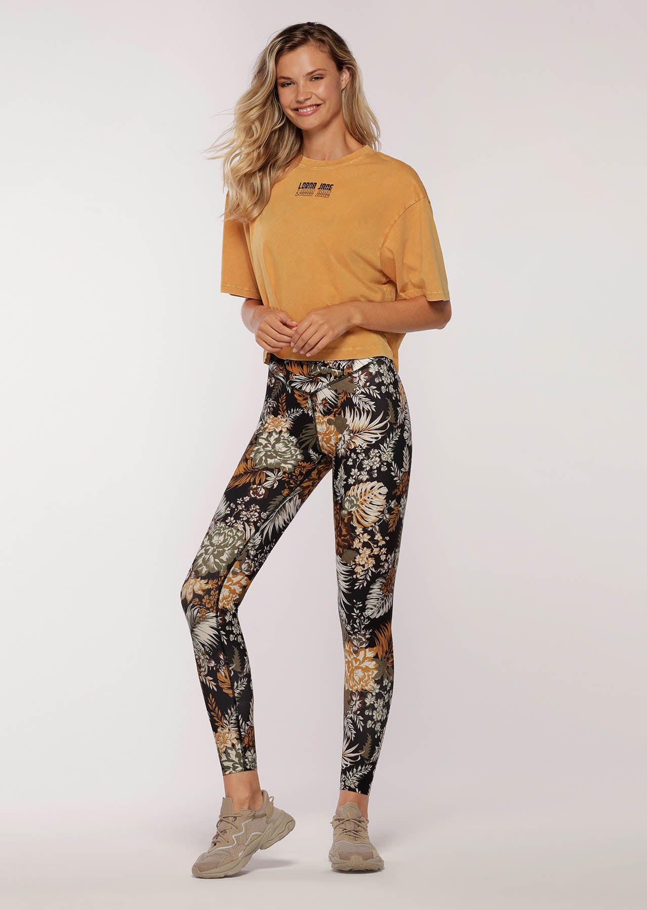 Lorna Jane Retro Classic Cropped Tee - Hot Mustard