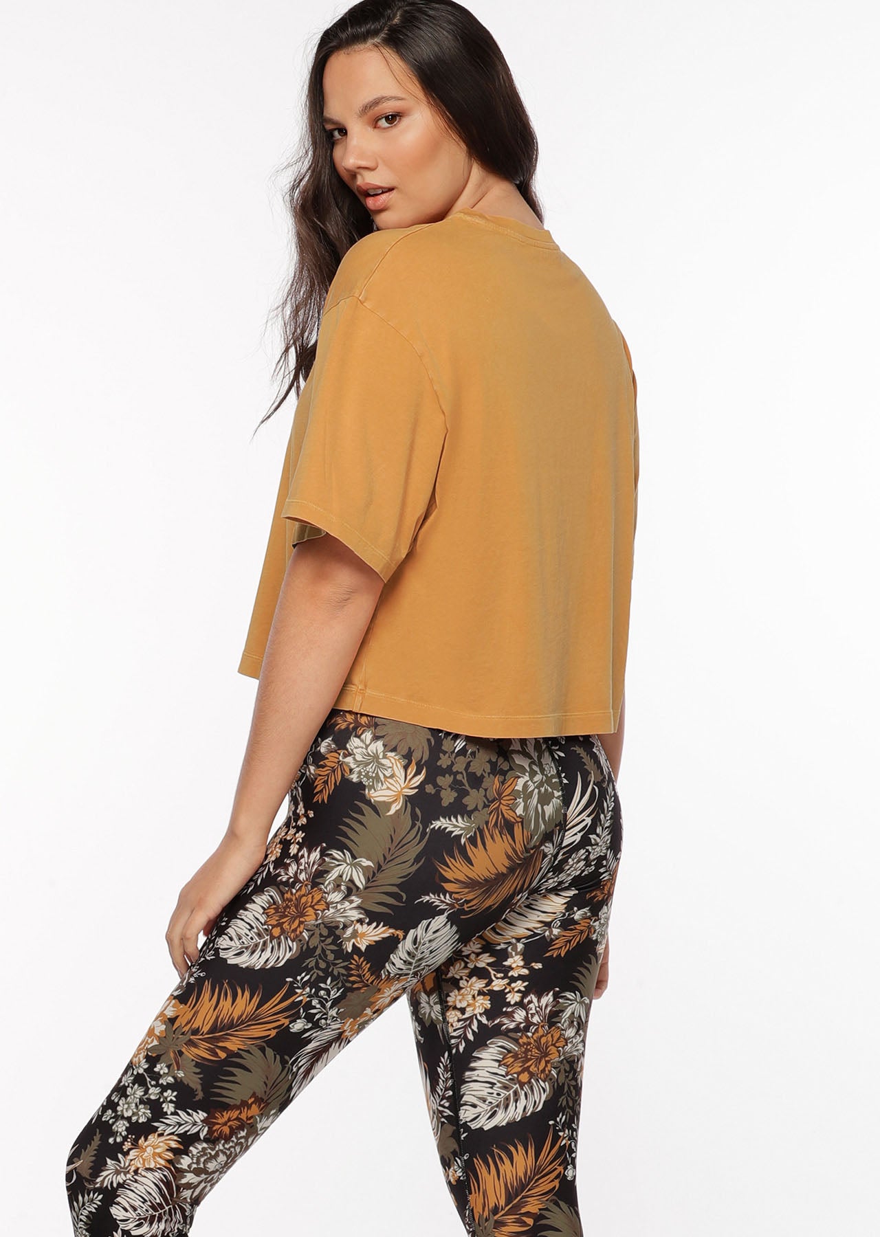 Lorna Jane Retro Classic Cropped Tee - Hot Mustard