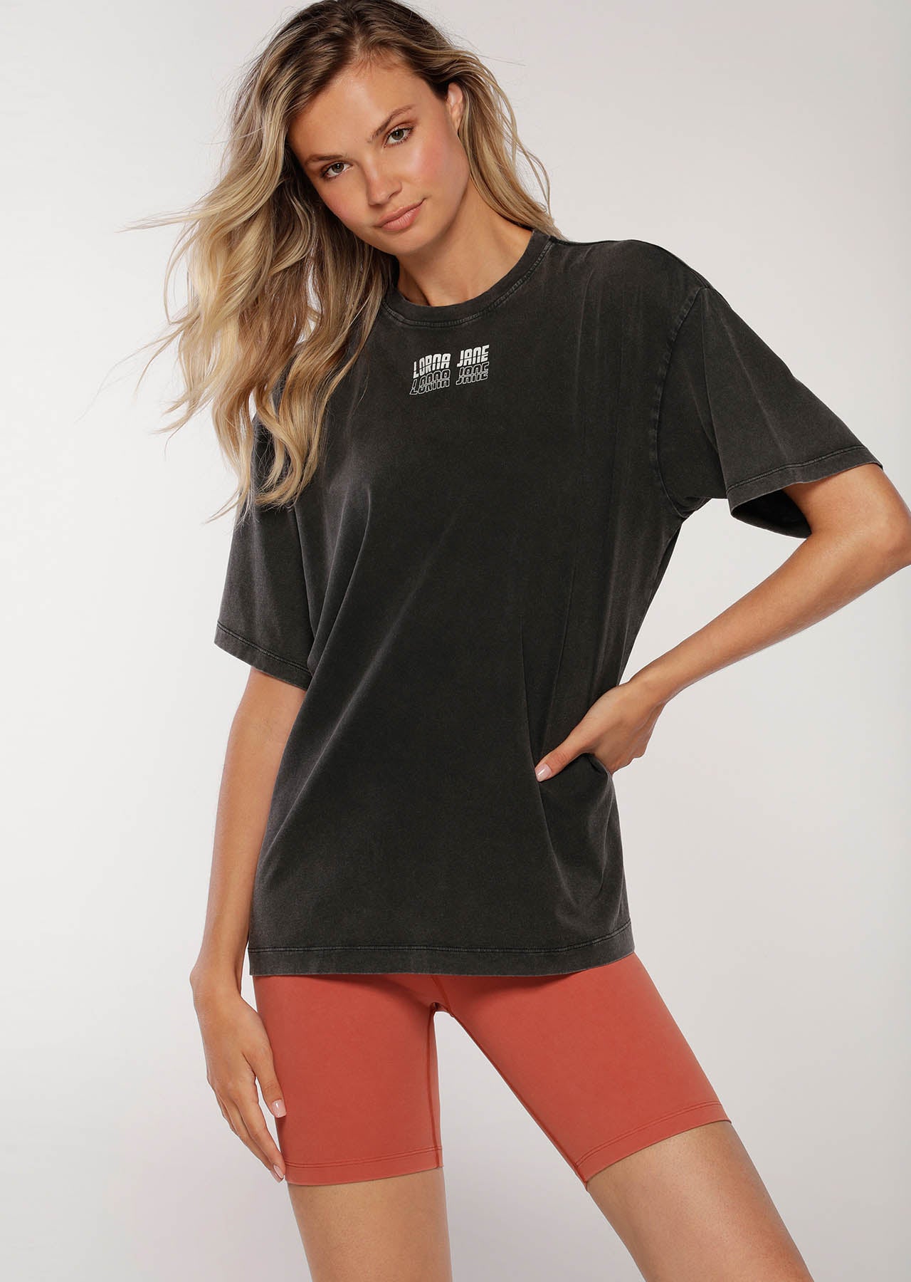 Lorna Jane Retro Classic Oversized Tee - Black