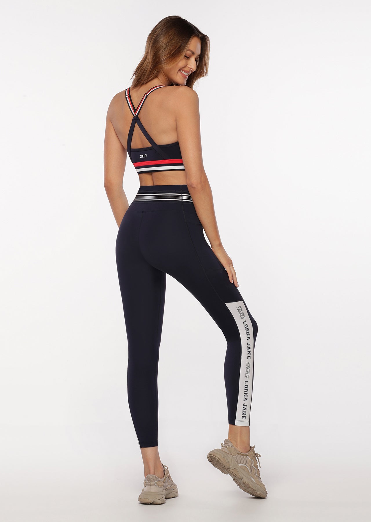 Lorna Jane Retro Collegiate Full Length Leggings - French Navy