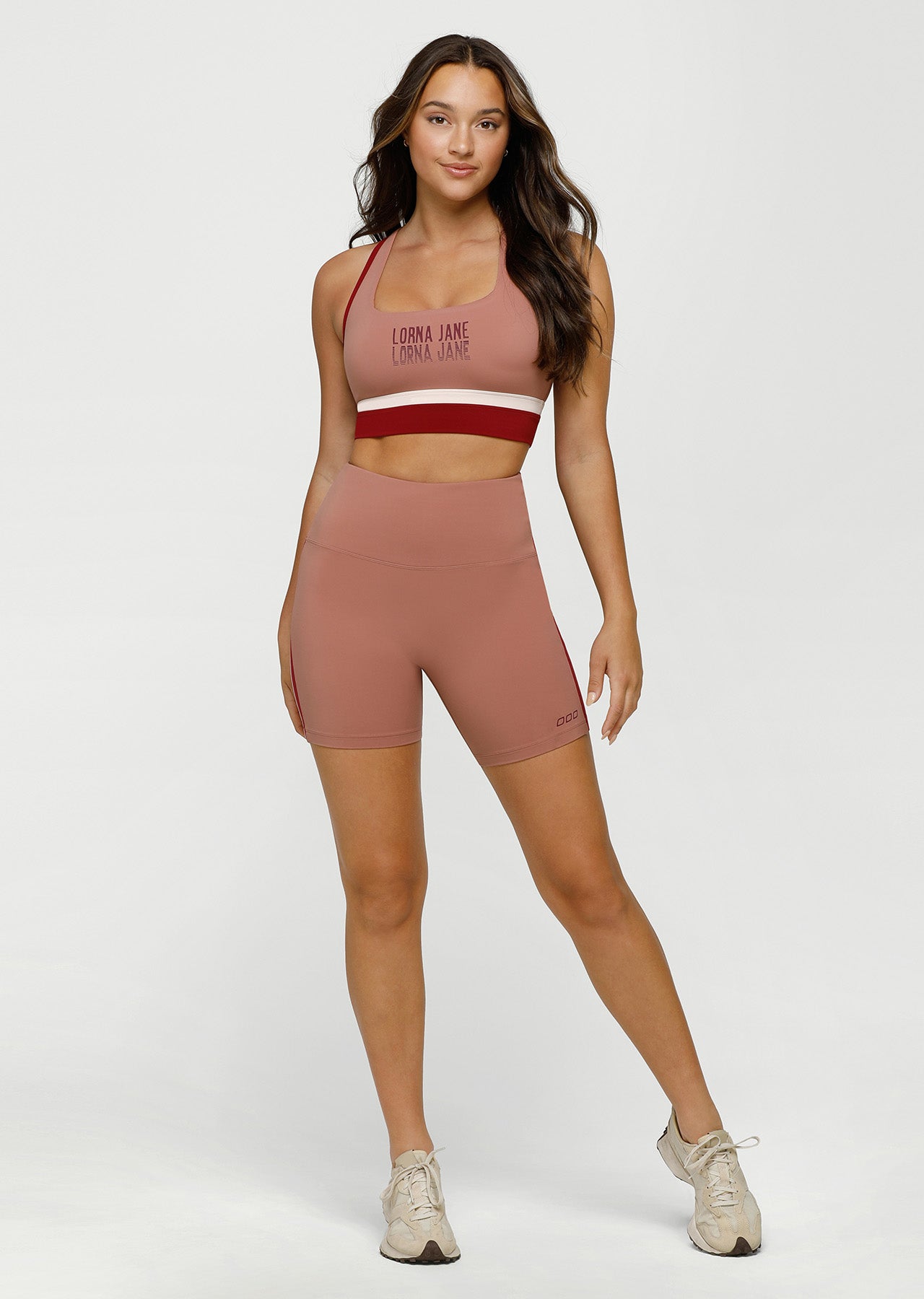 Lorna Jane Retro Colourblock Sports Bra - Chestnut