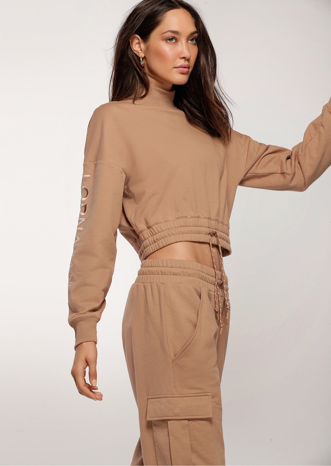 Lorna Jane Ribbed Neck Iconic Sweat - Biscuit