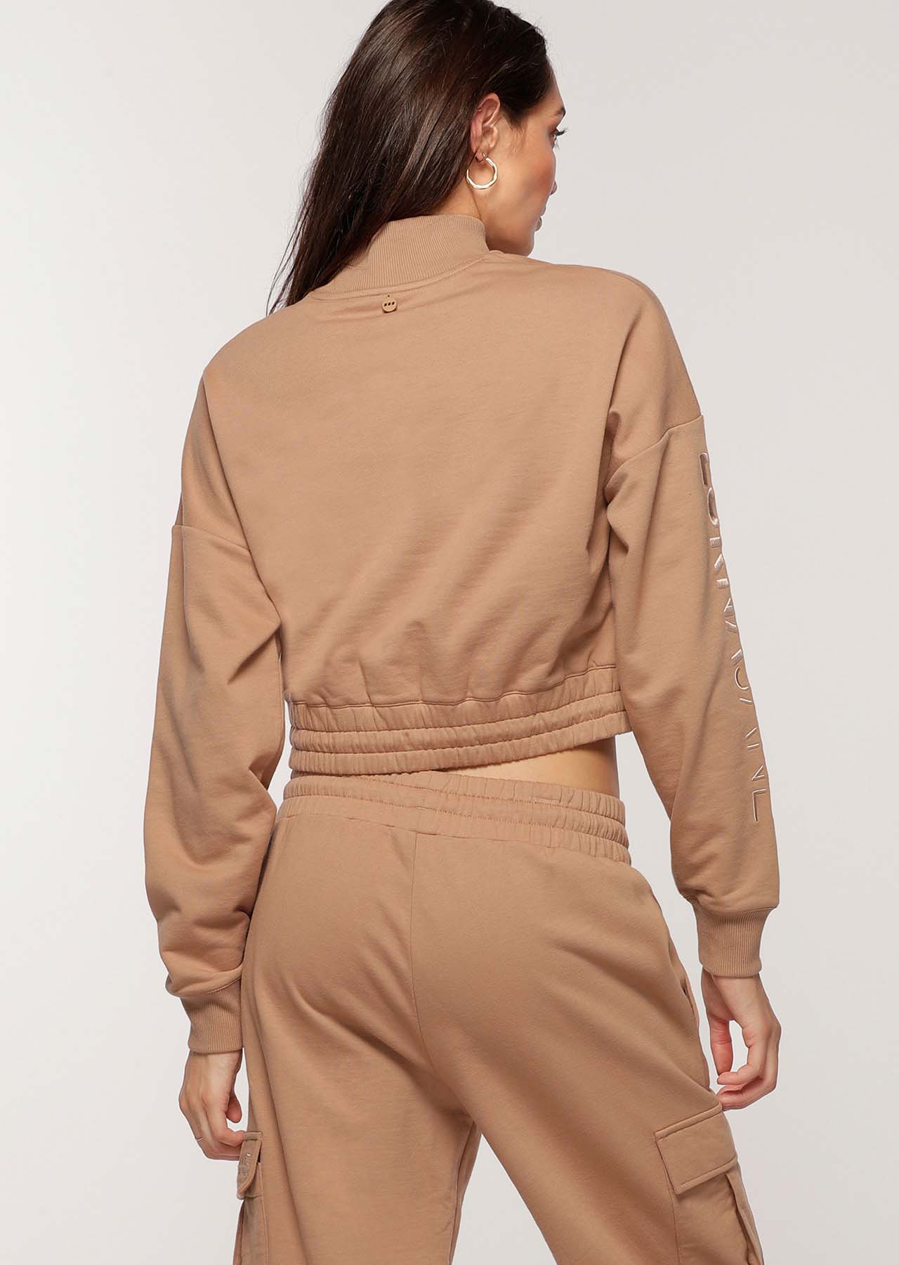 Lorna Jane Ribbed Neck Iconic Sweat - Biscuit